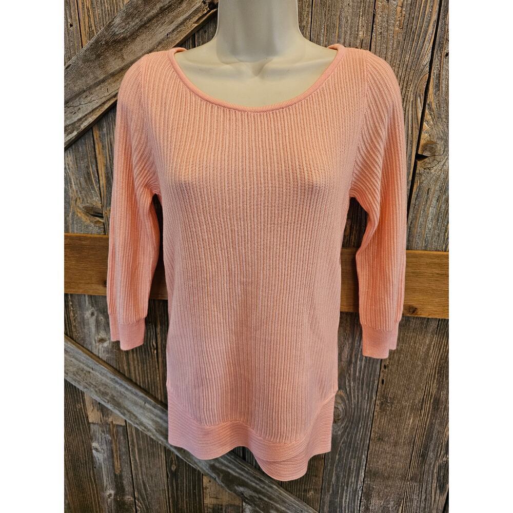 NWT NEW York & Co knit peach pink 3/4 sleeve sweater tunic length size XS winter